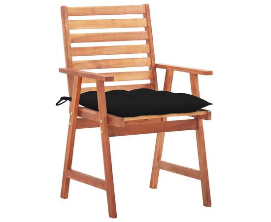 Scaune de masă exterior cu perne, 3 buc., lemn masiv acacia, 2 image