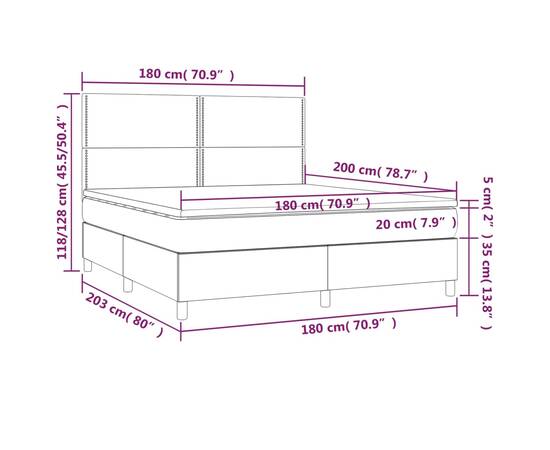 Pat box spring cu saltea, negru, 180x200 cm, piele ecologică, 6 image