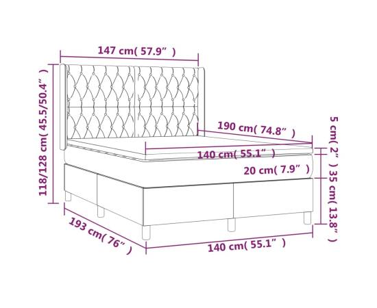 Pat box spring cu saltea, gri taupe, 140x200 cm, textil, 7 image