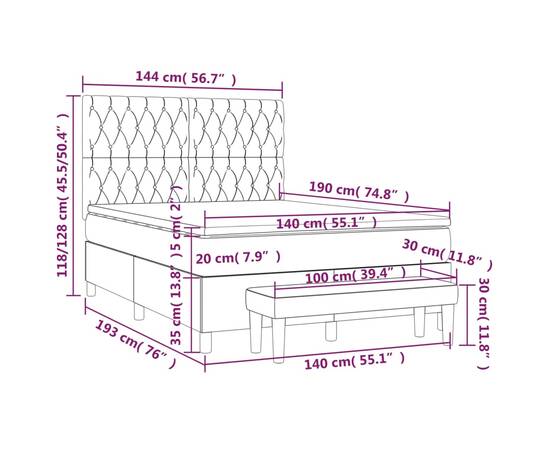 Pat box spring cu saltea, negru, 140x190 cm, textil, 8 image