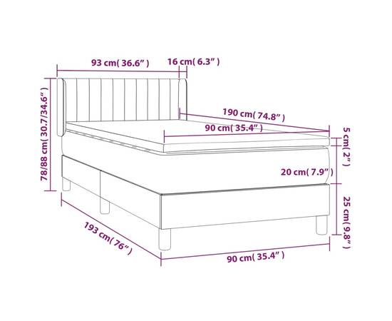 Pat box spring cu saltea, albastru, 90x190 cm, textil, 7 image