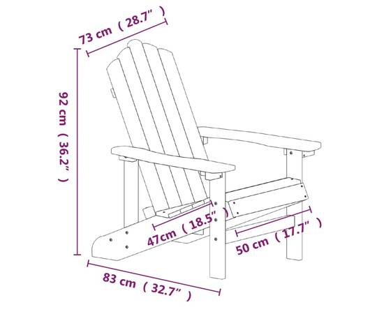 Scaune de grădină adirondack cu masă, maro, hdpe, 8 image