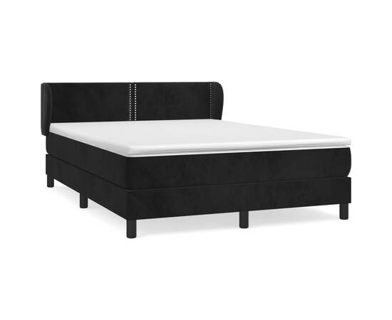 Pat box spring cu saltea, negru, 140x190 cm, catifea, 2 image