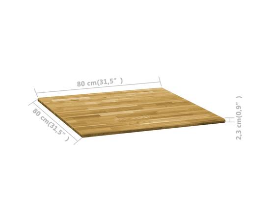 Blat de masă, lemn masiv de stejar, pătrat, 23 mm, 80x80 cm, 5 image