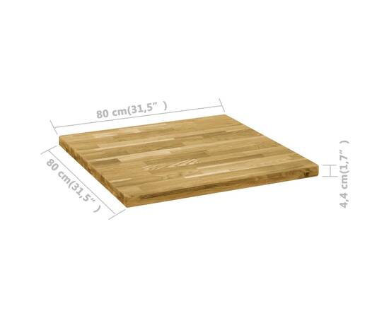 Blat de masă, lemn masiv de stejar, pătrat, 44 mm, 80x80 cm, 5 image