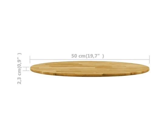 Blat de masă, lemn masiv de stejar, rotund, 23 mm, 500 mm, 5 image