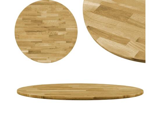 Blat de masă, lemn masiv de stejar, rotund, 23 mm, 600 mm