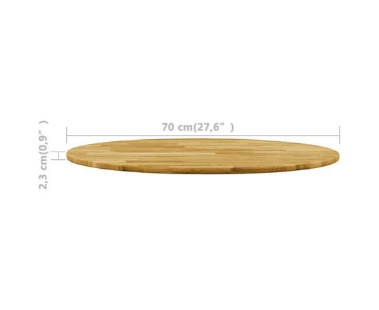 Blat de masă, lemn masiv de stejar, rotund, 23 mm, 700 mm, 5 image