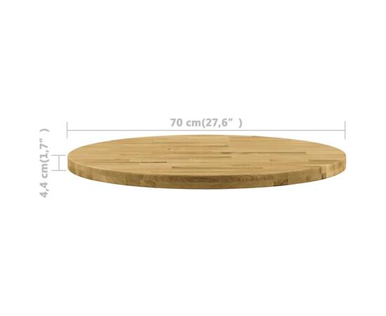 Blat de masă, lemn masiv de stejar, rotund, 44 mm, 700 mm, 5 image