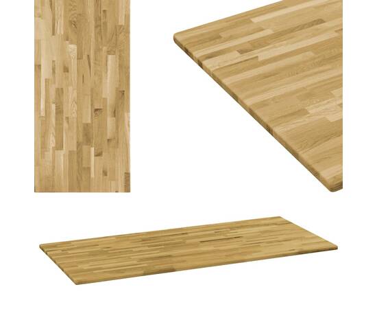 Blat masă, lemn masiv de stejar, dreptunghiular, 23mm 100x60cm