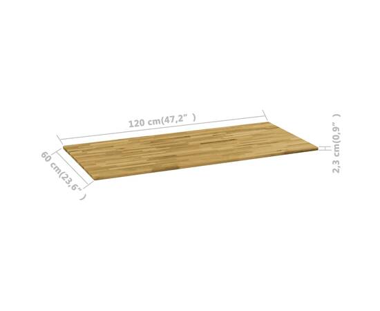 Blat masă, lemn masiv de stejar, dreptunghiular, 23mm 120x60cm, 5 image
