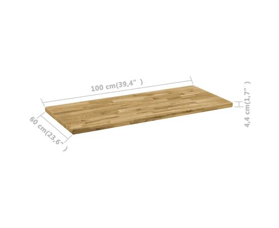 Blat masă, lemn masiv stejar, dreptunghiular, 44 mm 100 x 60 cm, 5 image