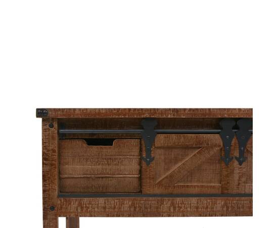 Masă consolă din lemn masiv de brad, maro, 131x35,5x75 cm, 7 image
