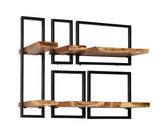 Set rafturi de perete 5 piese, lemn masiv de acacia și oțel, 3 image