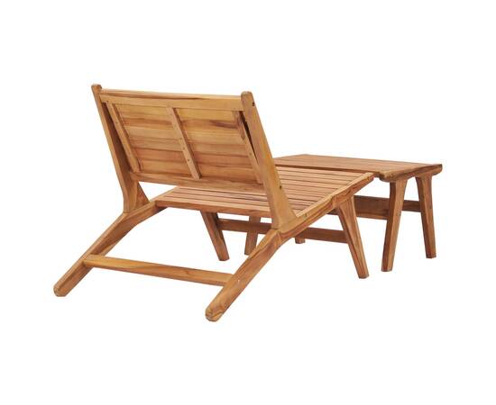 Scaun de grădină cu suport de picioare, lemn masiv de tec, 3 image