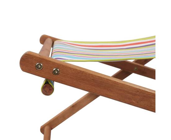 Scaun de plajă pliabil, multicolor, textil și cadru din lemn, 7 image