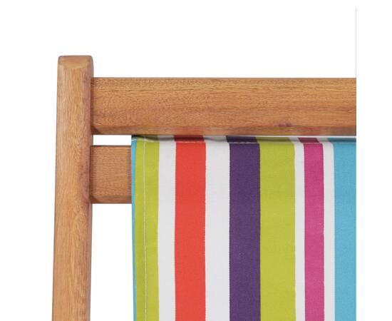 Scaun de plajă pliabil, multicolor, textil și cadru din lemn, 6 image