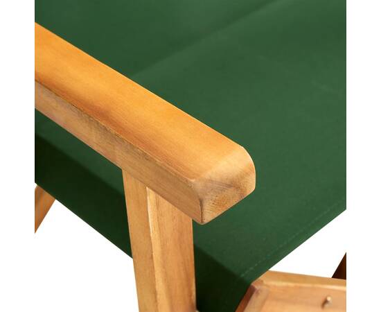 Scaun de regizor, verde, lemn masiv de acacia, 7 image