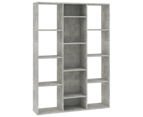 Separator cameră/bibliotecă, gri beton, 100x24x140 cm, pal, 2 image