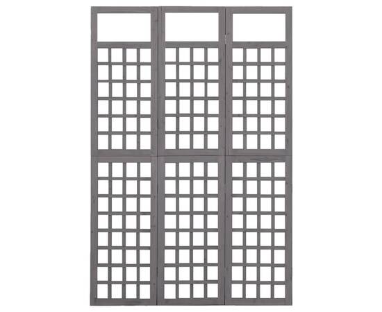 Separator cameră cu 3 panouri, gri, 121x180 cm nuiele lemn brad, 2 image