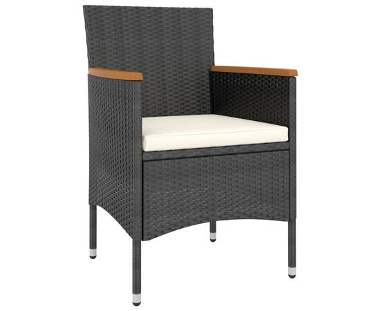 Set cu scaun de grădină și taburet, 4 piese, negru, poliratan, 3 image