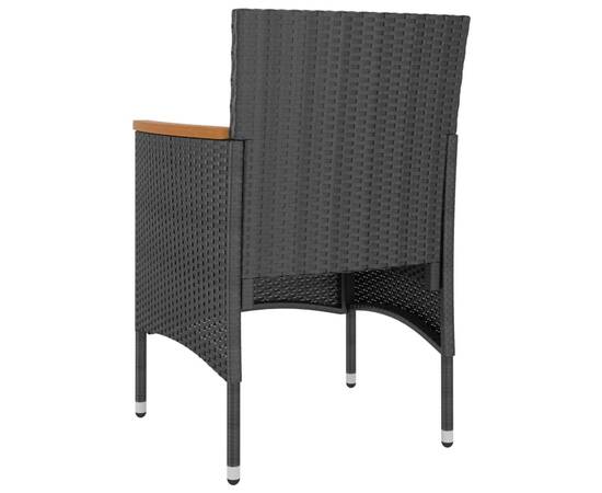Set cu scaun de grădină și taburet, 4 piese, negru, poliratan, 6 image