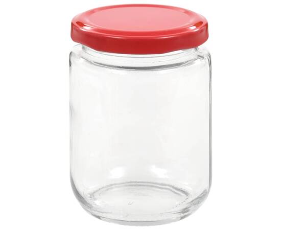 Borcane din sticlă pentru gem, capace roșii, 96 buc., 230 ml, 4 image