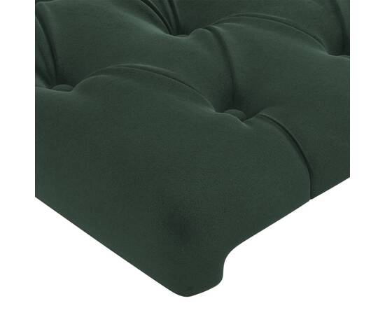 Tăblie de pat cu led, verde închis, 100x7x78/88 cm, catifea, 5 image