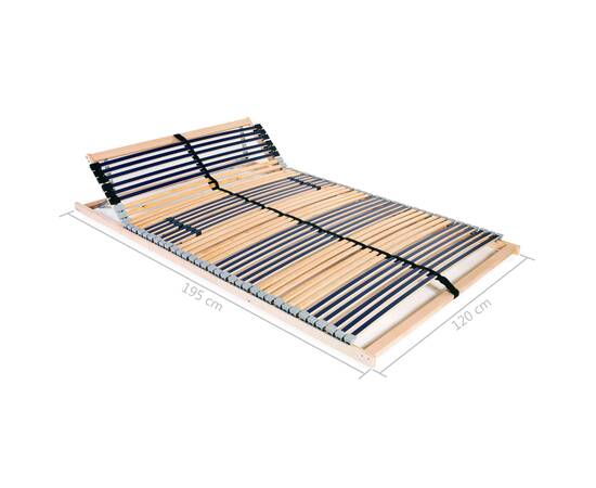 Bază de pat cu șipci, 42 șipci, 7 zone, 120 x 200 cm, 8 image