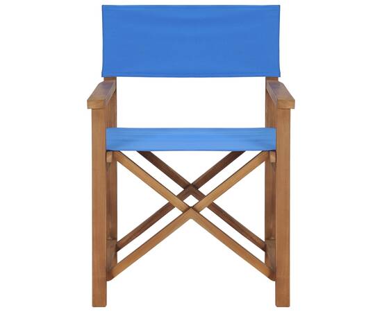 Scaun de regizor, albastru, lemn masiv de tec, 2 image