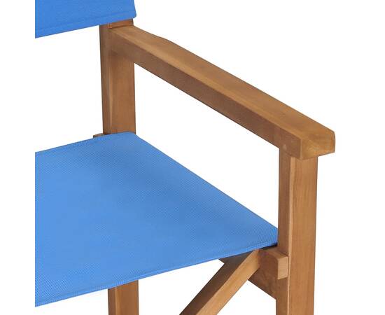 Scaun de regizor, albastru, lemn masiv de tec, 6 image