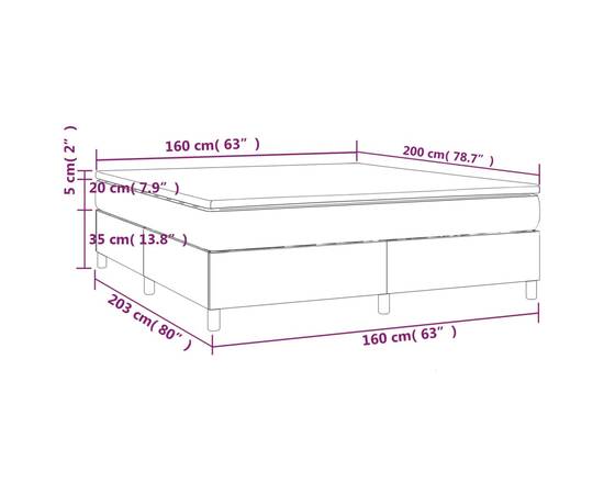 Pat box spring cu saltea, crem, 160x200 cm, piele ecologică, 10 image