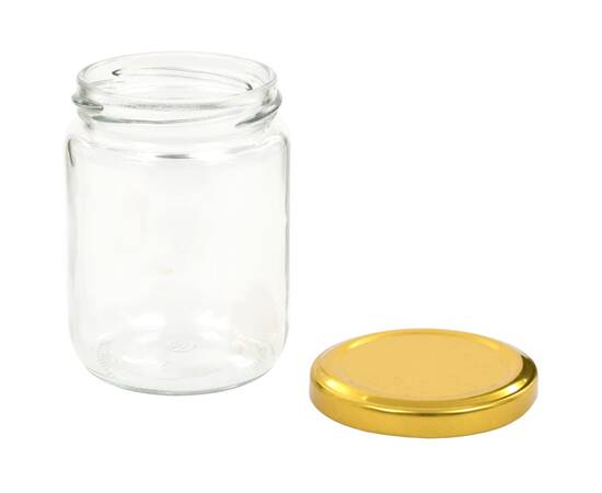 Borcane din sticlă pentru gem, capace aurii, 96 buc., 230 ml, 5 image