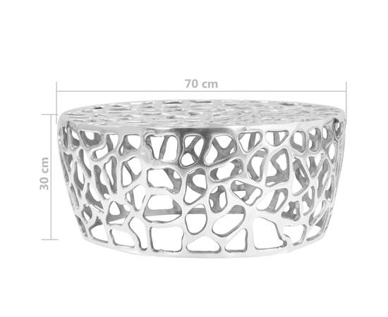 Măsuță de cafea, argintiu, 70 x 30 cm, aluminiu turnat, 6 image