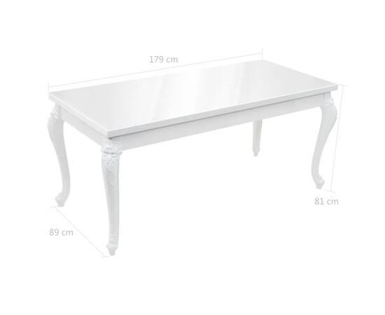 Masă de bucătărie, alb strălucitor, 179x89x81 cm, 9 image