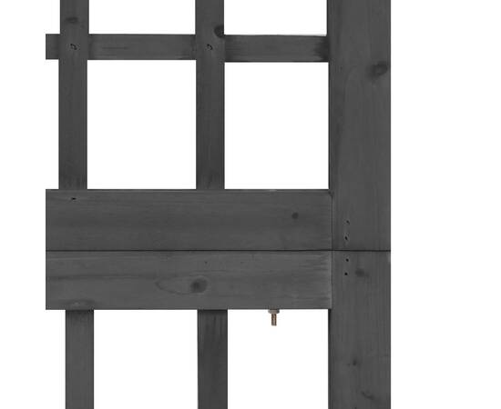 Separator cameră cu 4 panouri negru 161x180 cm nuiele lemn brad, 5 image