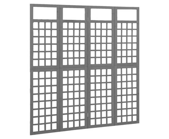 Separator cameră cu 4 panouri negru 161x180 cm nuiele lemn brad, 2 image