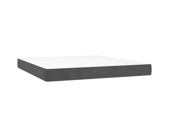 Pat box spring cu saltea, negru, 160x200 cm, catifea, 4 image