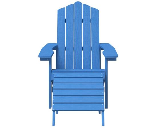 Scaun grădină adirondack, suport picioare, albastru aqua, hdpe, 3 image