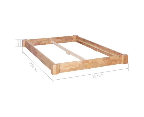 Cadru de pat, 140 x 200 cm, lemn masiv de stejar, 7 image
