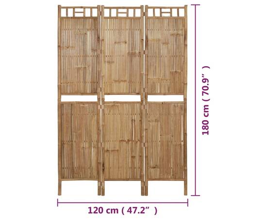 Paravan de cameră cu 3 panouri, 120 x 180 cm, bambus, 8 image