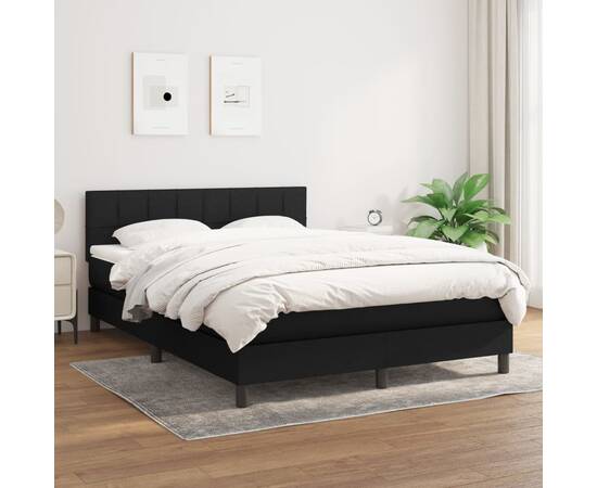 Pat box spring cu saltea, negru, 140x190 cm, textil