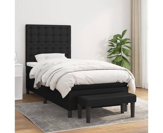 Pat box spring cu saltea, negru, 90x190 cm, textil