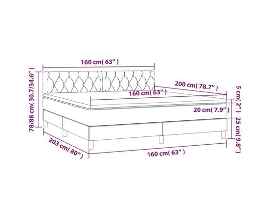 Pat continental cu saltea, albastru, 160x200cm, material textil, 7 image