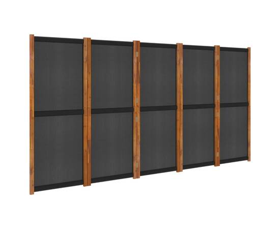 Paravan de cameră cu 5 panouri, negru, 350x180 cm, 2 image