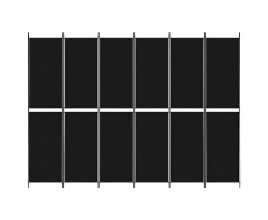 Paravan de cameră cu 6 panouri, negru, 300x220 cm, textil, 3 image