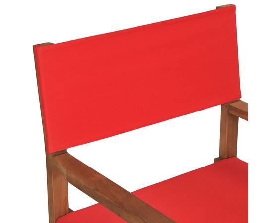 Scaun de regizor, roșu, lemn masiv de tec, 7 image