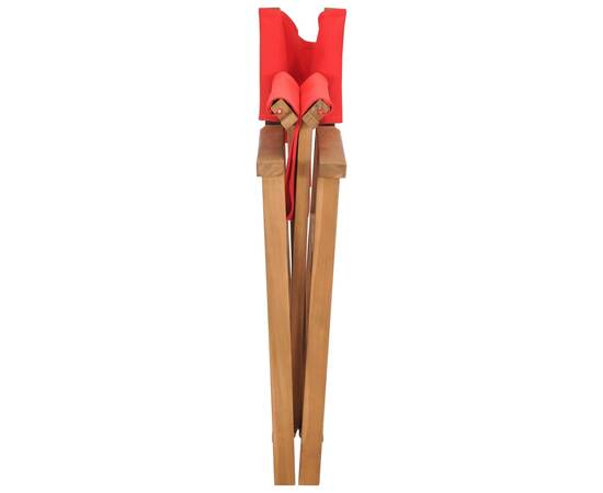 Scaune de regizor, 2 buc., roșu, lemn masiv de tec, 9 image