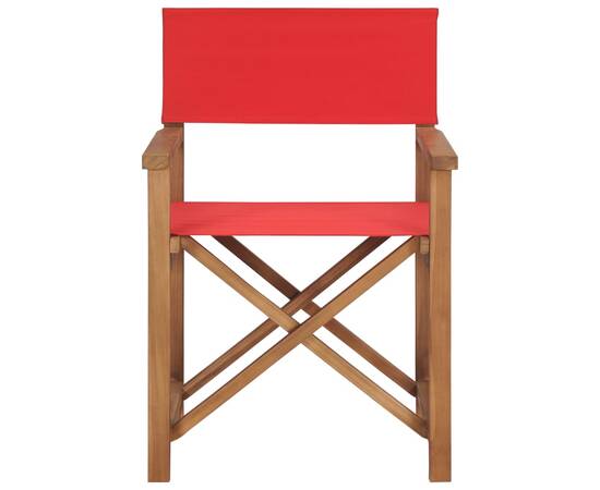 Scaune de regizor, 2 buc., roșu, lemn masiv de tec, 4 image