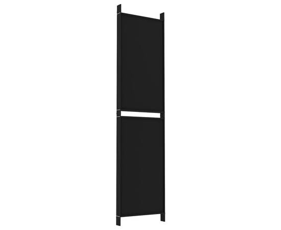 Paravan de cameră cu 5 panouri, negru, 250x200 cm, textil, 6 image